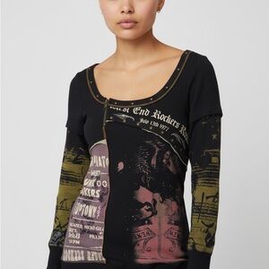 Vintage Skinny Minnie "East End Rockers" Graphic Top - Y2K Cyber Grunge